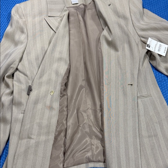 Worthington Sand Herringbone Pinstripe Blazer and Skirt Suit NWT - Picture 15 of 16